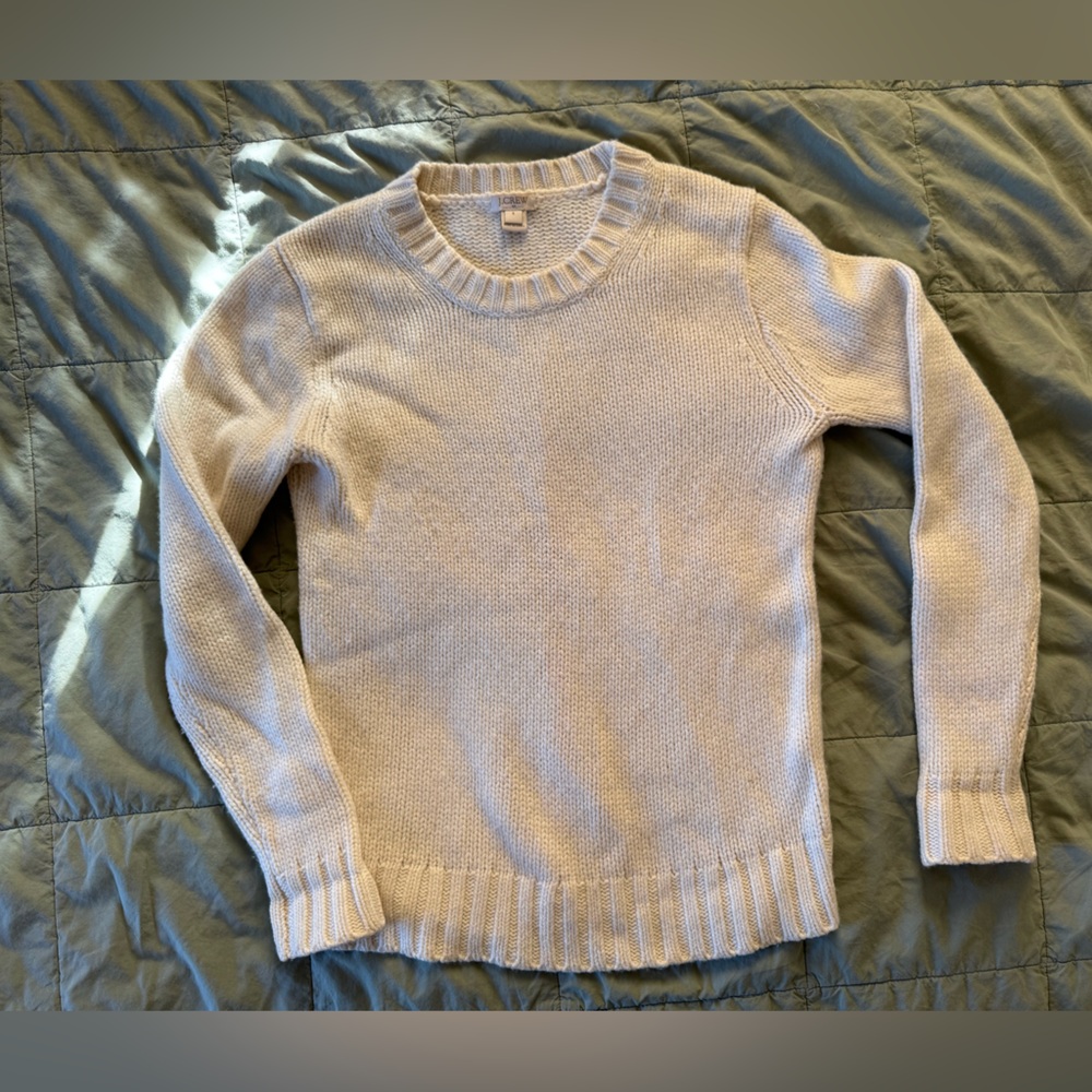 J. Crew Cream Merino Wool Blend Sweater. Small